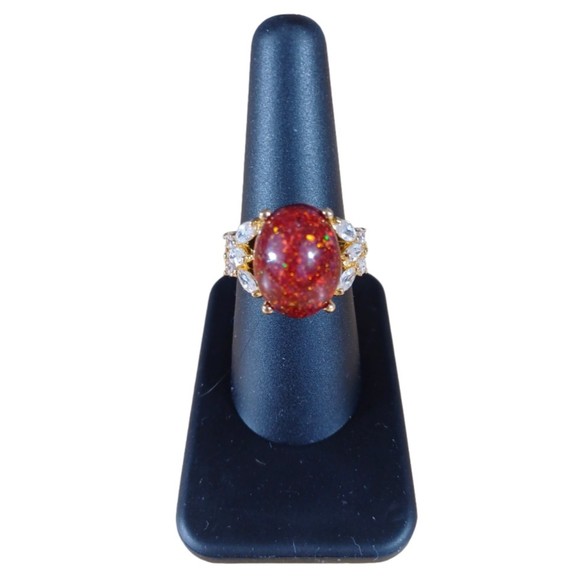 Australian red opal statement ring size 7.5 - Picture 6 of 8